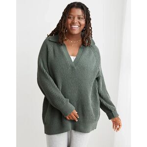 Aerie Sugar Rush Chenille Sweater, Royal Palm Green, Size XL